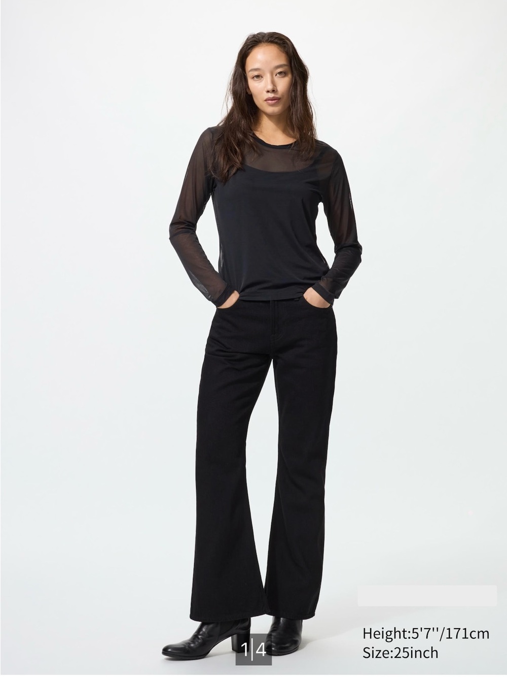 Uniqlo 100% Cotton Bootcut Black Jeans